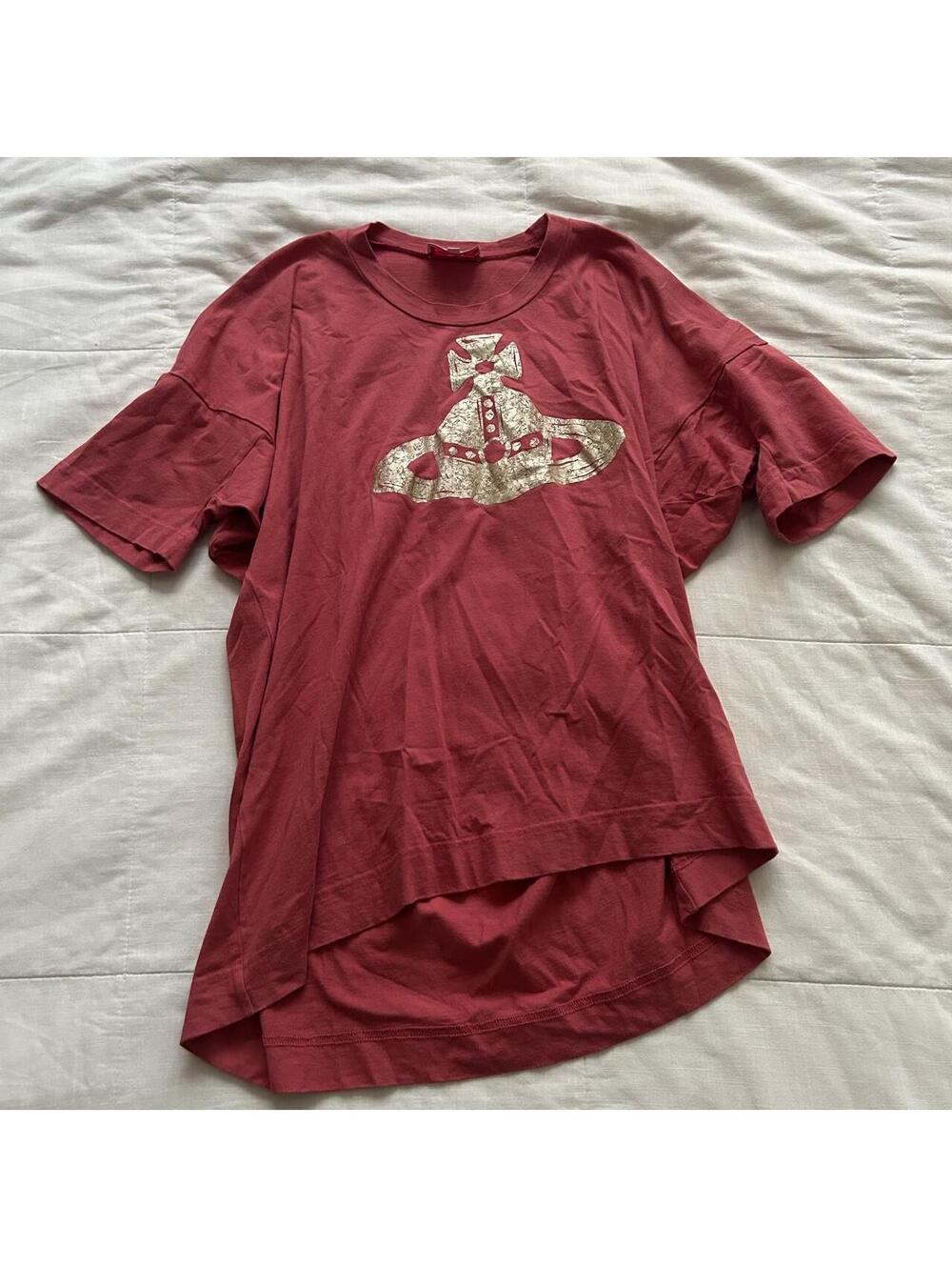 Vivienne Westwood Burgundy Gold Orb Graphic T-Shirt Size 2 Japan